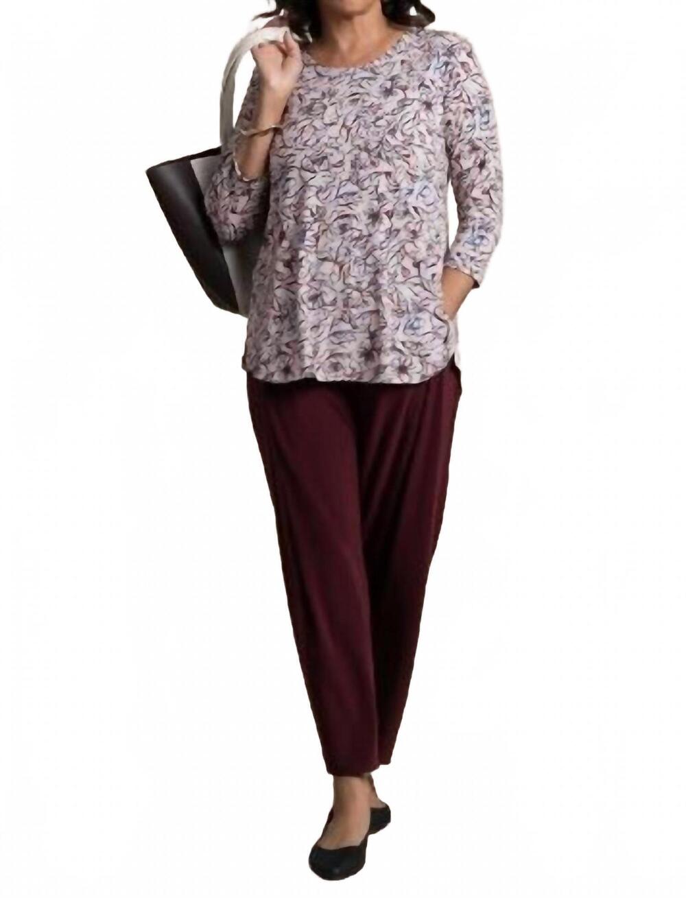 NEW SYMPLI go to classic relax 3/4 sleeve print t-shirt in riverstone